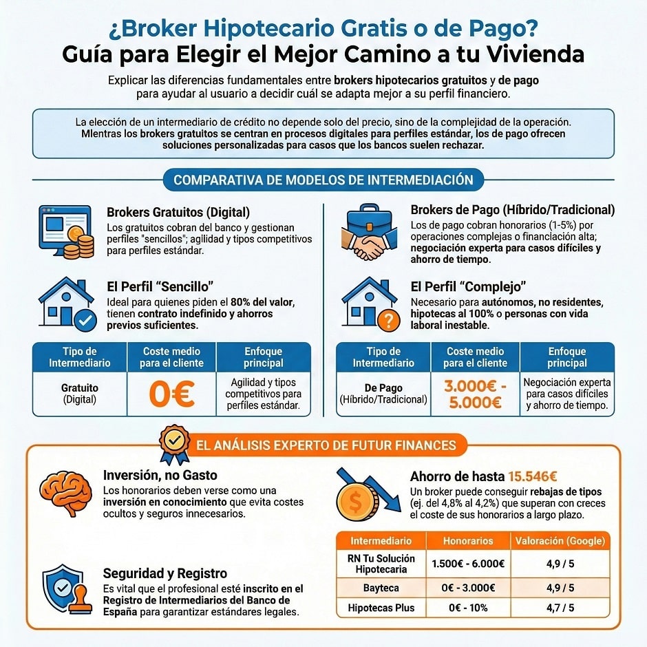 Broker hipotecario gratuito vs broker de pago