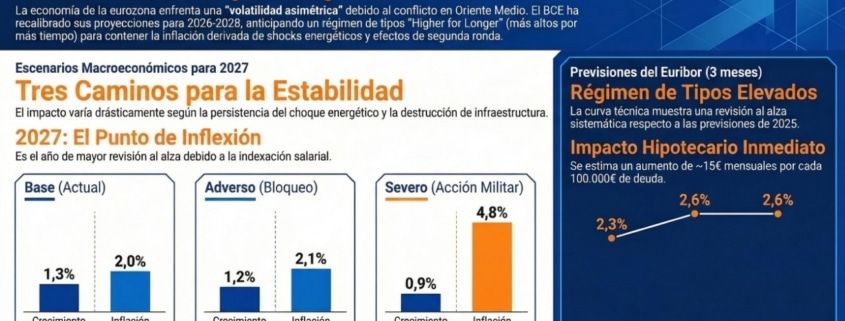 Infografía de las previsiones del BCE a marzo de 2026